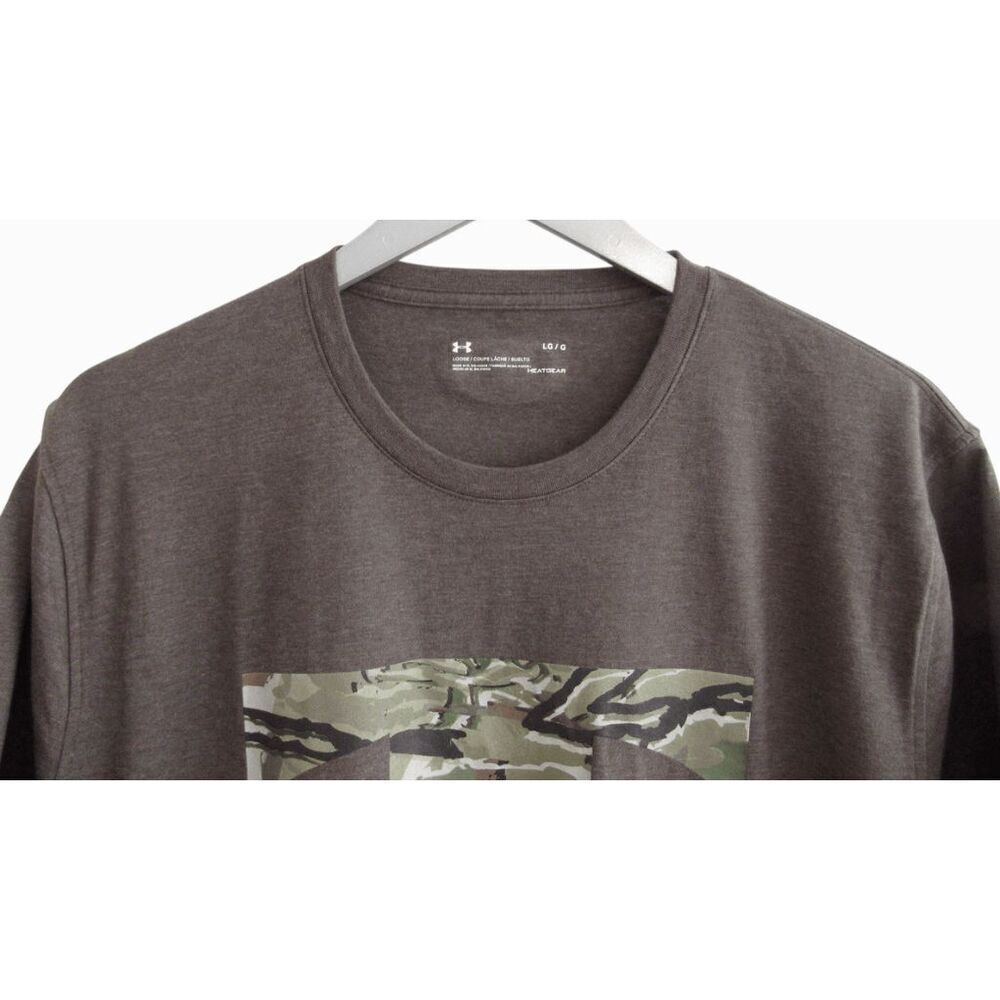 New Under Armour UA Logo Camo Tee Shirt Brown Loose L - Picture 2 of 4